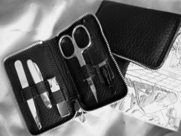 F. Hammann Herren-Maniküre-Set 5-teilig aus schwarzem Leder - Solingen
