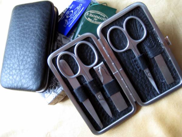 F. Hammann Herren-Nageletui Maniküre-Set 5-teilig echt Leder schwarz - Solingen