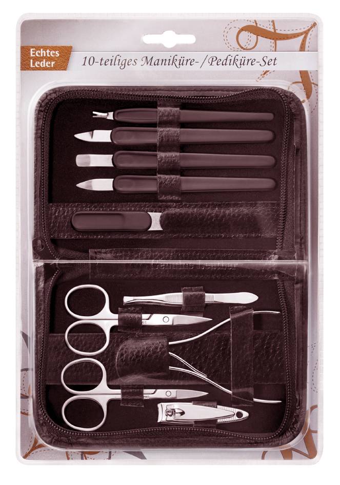 Manikre-Pedikre-Set 10-teilig dunkelbraun