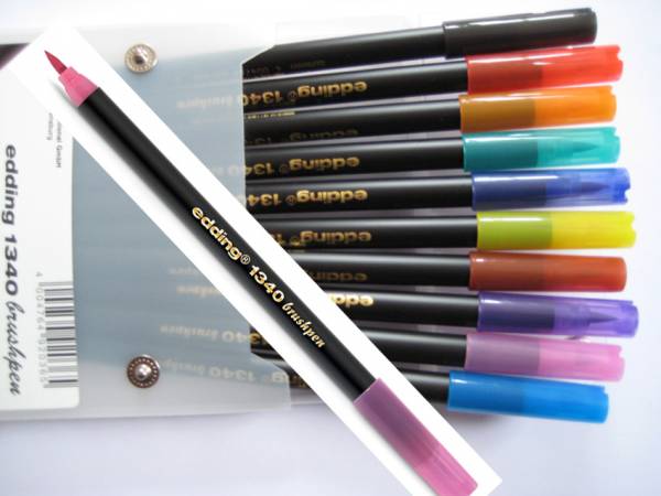 Edding 1340 Brushpen Fasermaler mit Pinselcharakter 10 Farben im Set